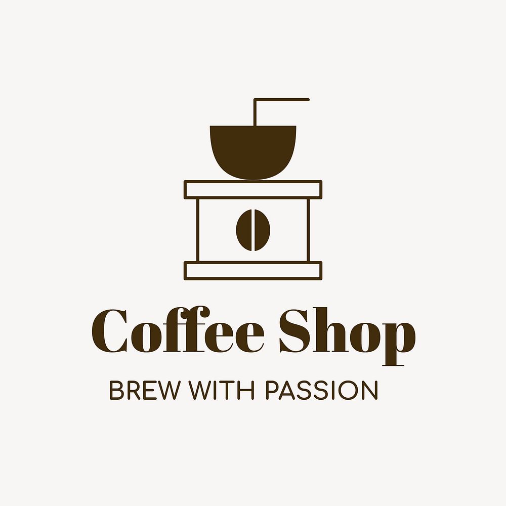 Coffee shop logo, food business template for branding design psd, brew with passion text
