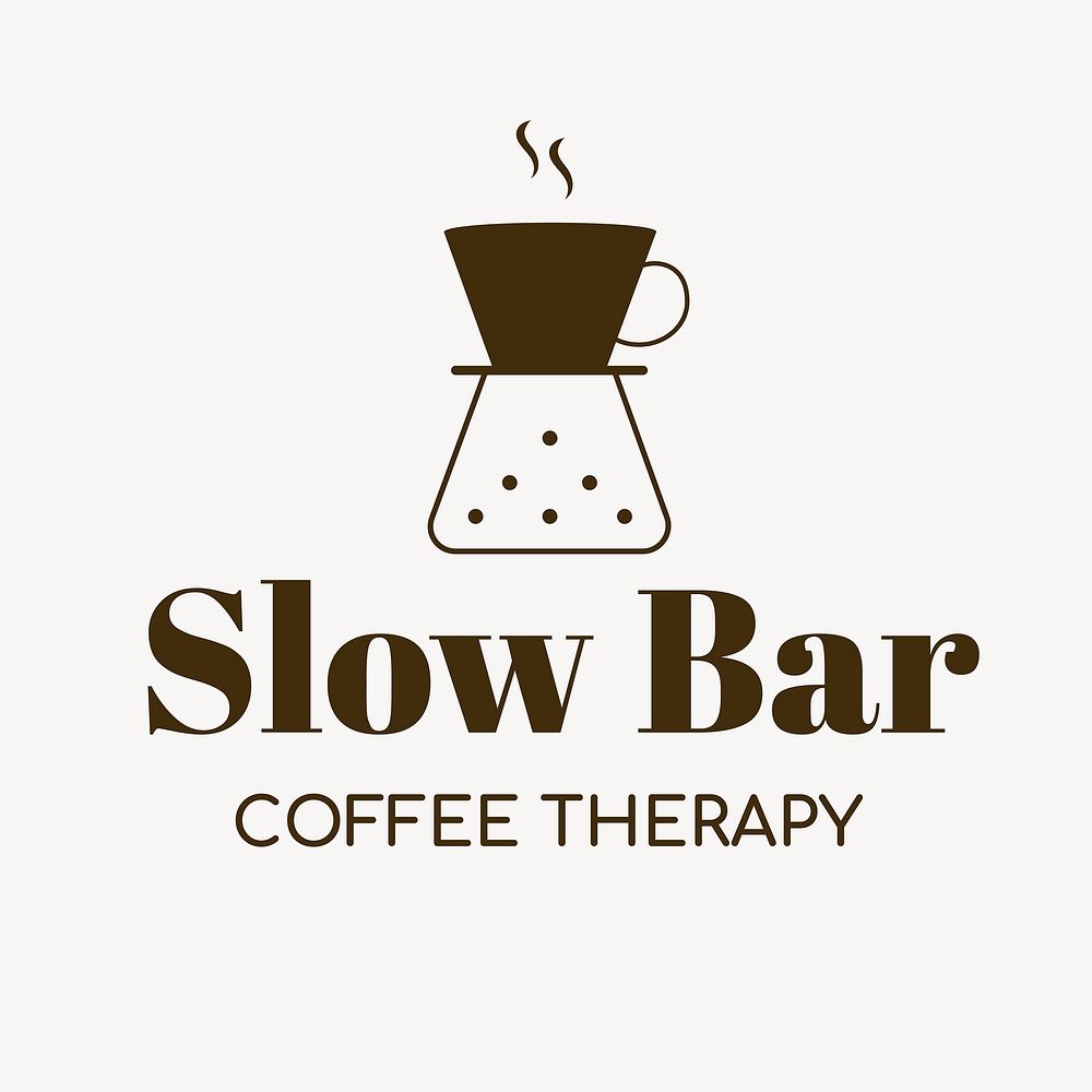 Coffee shop logo, food business template for branding design vector, slow bar coffee therapy text