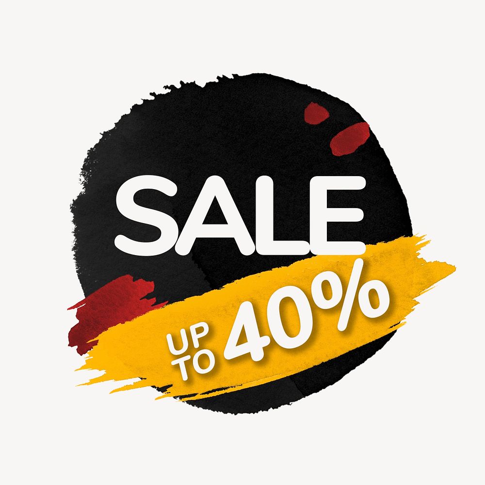 Sale badge sticker, abstract brush stroke, shopping image psd
