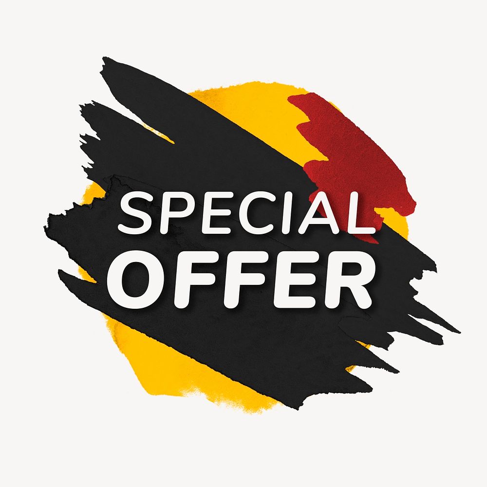 Special offer badge sticker, paint texture, shopping image psd