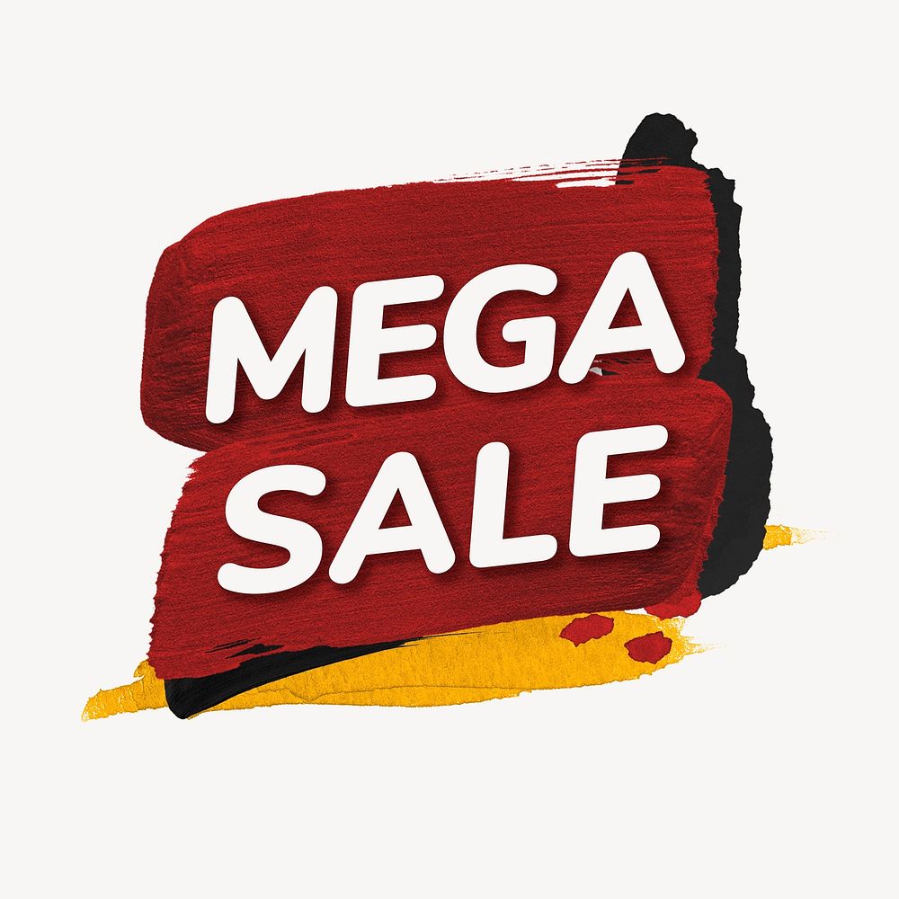 Mega sale badge sticker, paint texture, shopping image psd