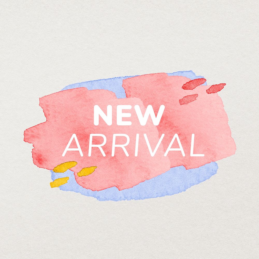 New arrival badge sticker, paint texture, shopping image psd