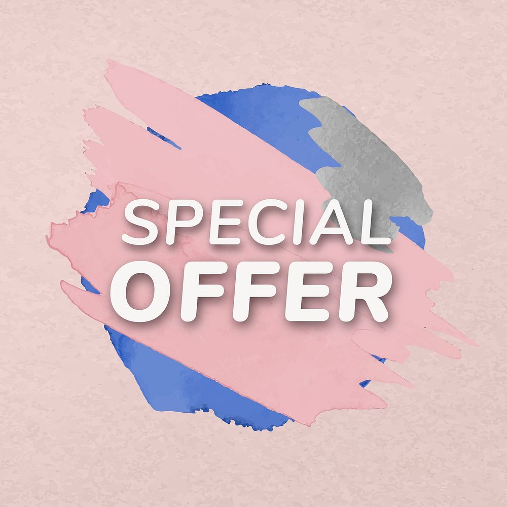 Special offer badge sticker, paint texture, shopping image vector