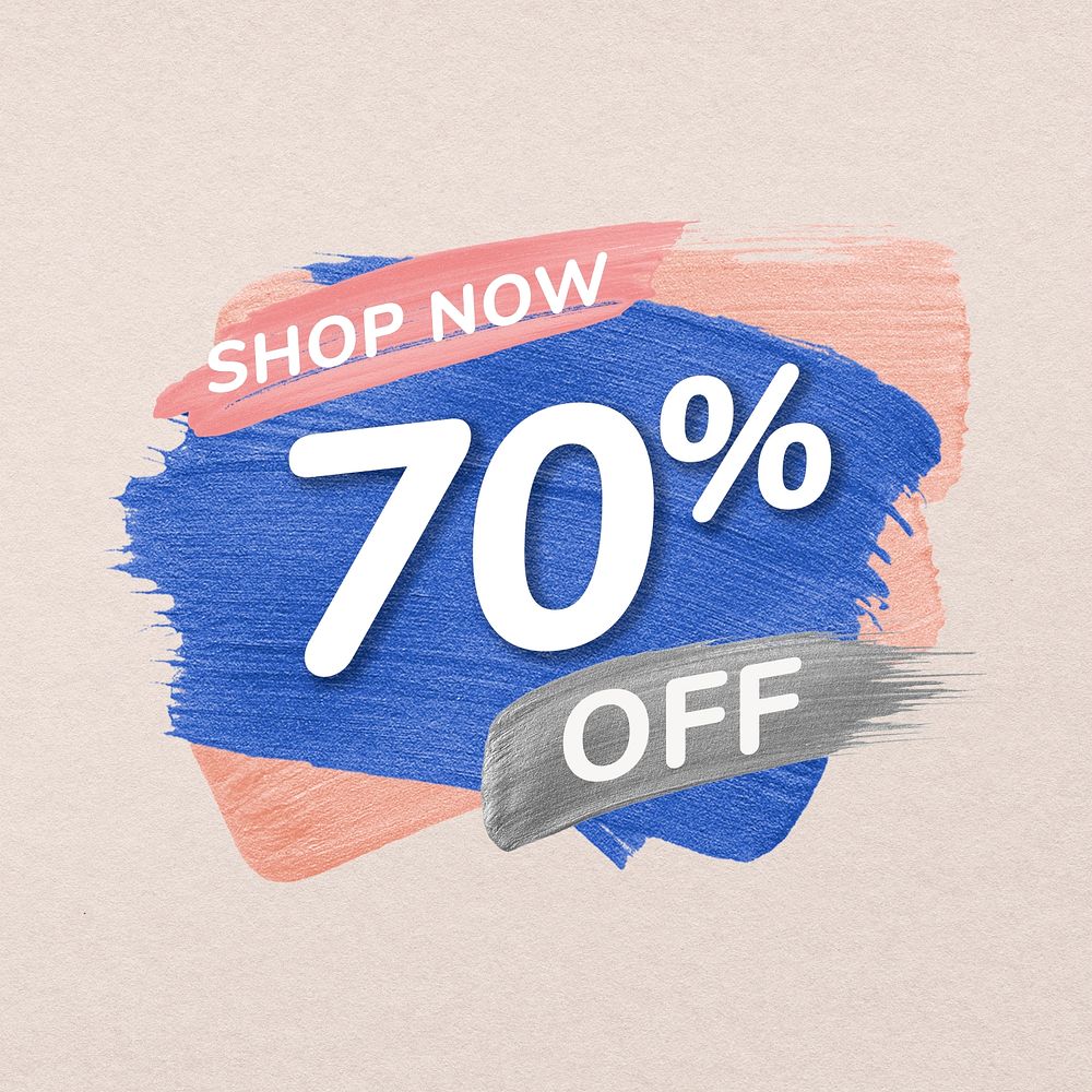 Sale badge sticker, pastel brush stroke, shopping image psd