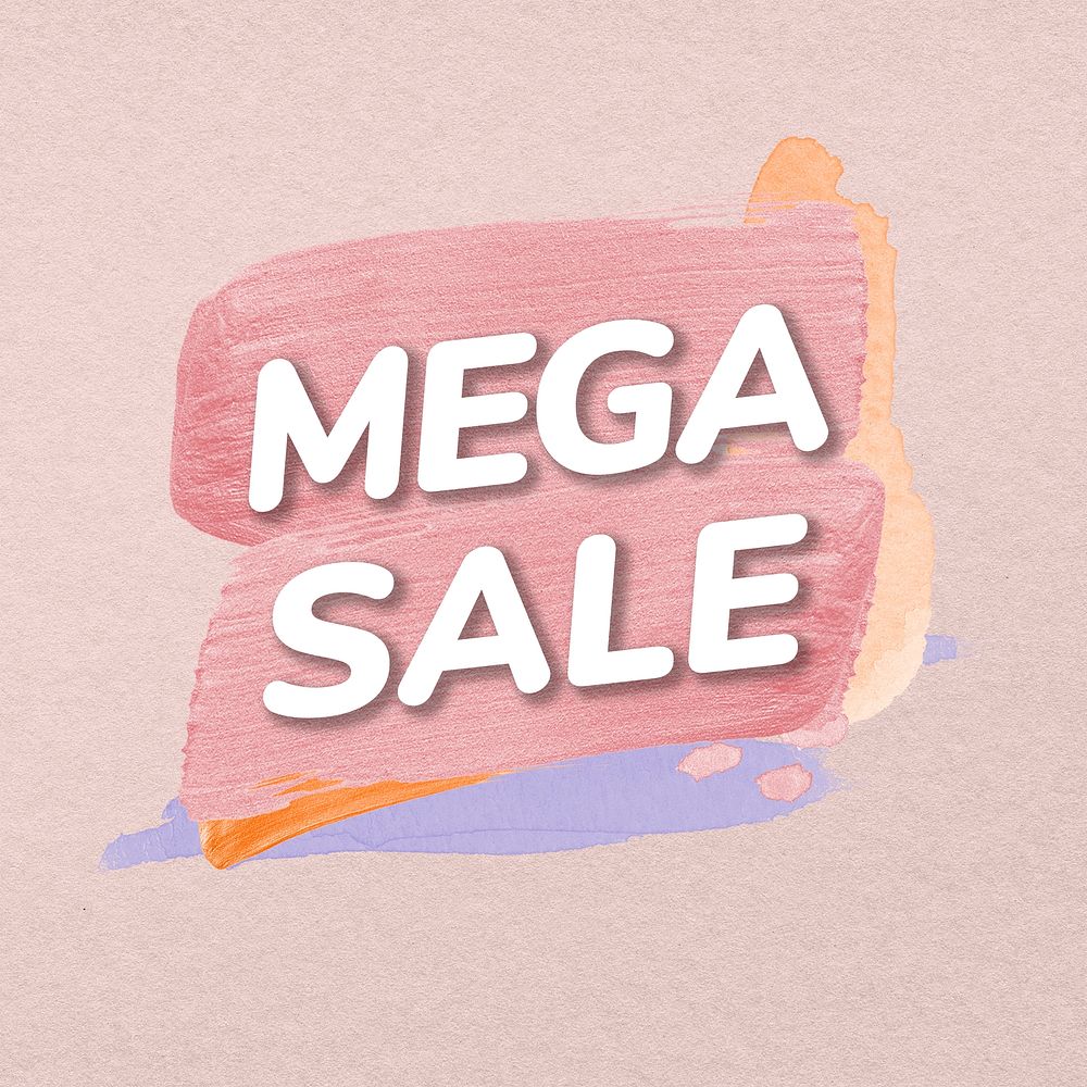 Mega sale badge sticker, paint texture, shopping image psd