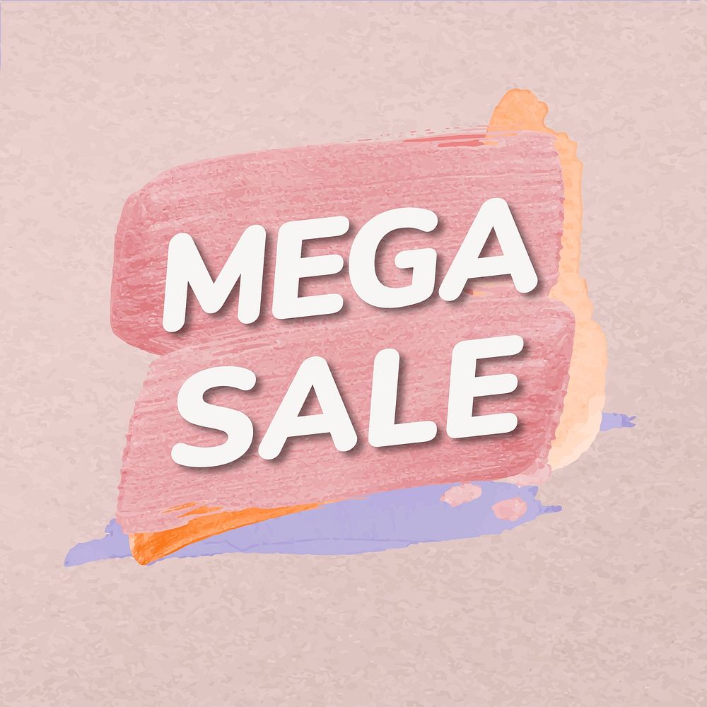 Mega sale badge sticker, paint texture, shopping image vector