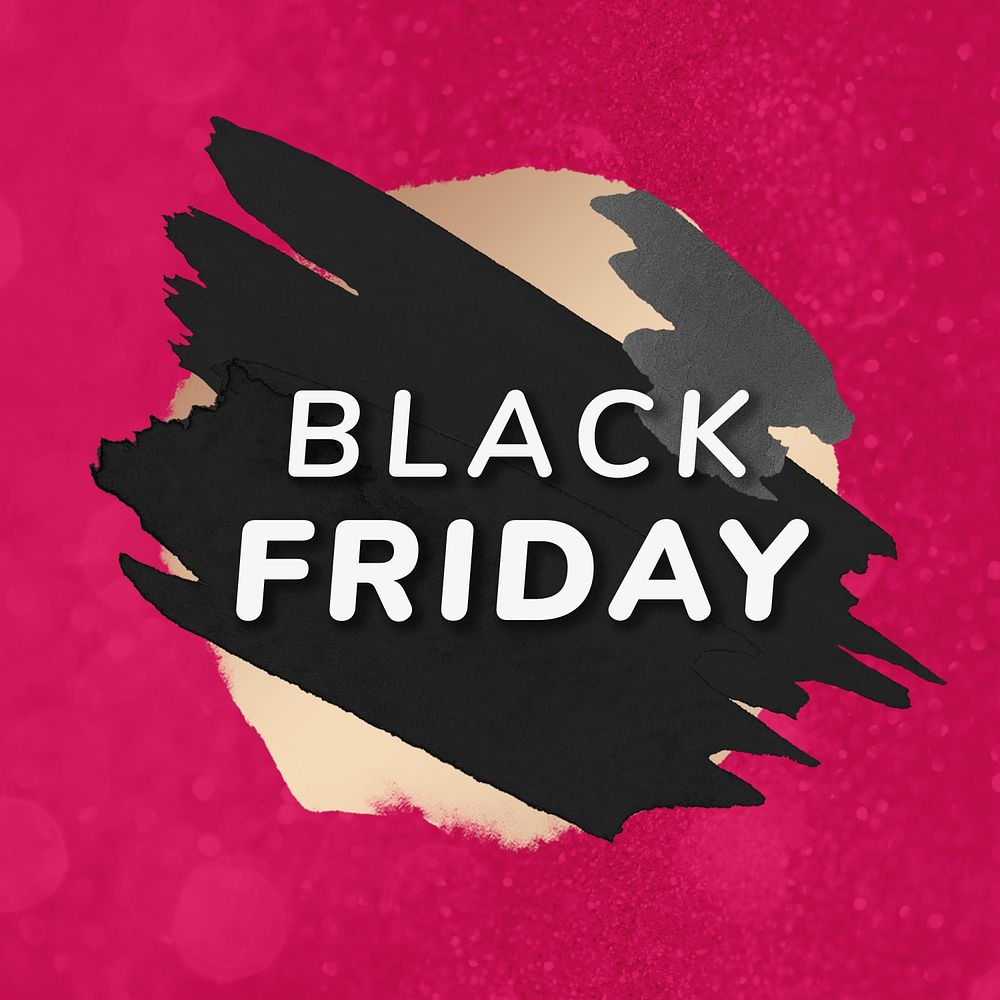 Black Friday sale badge sticker, paint texture, shopping image psd