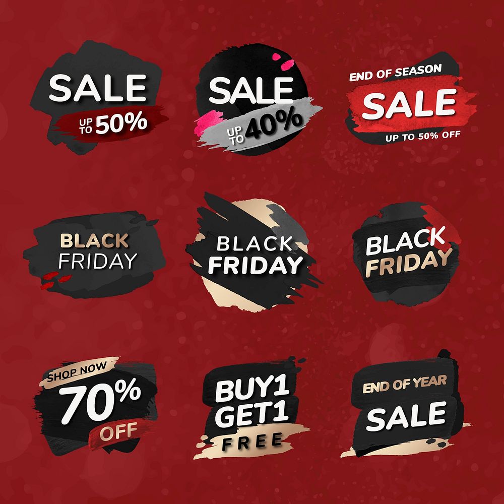 Christmas sale badge sticker, abstract brush stroke vector, shopping image collection