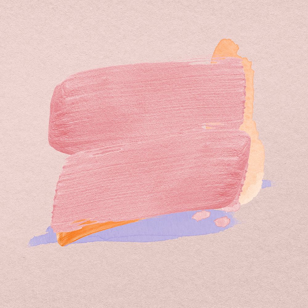 Valentine's day badge sticker, pastel pink brush stroke texture psd