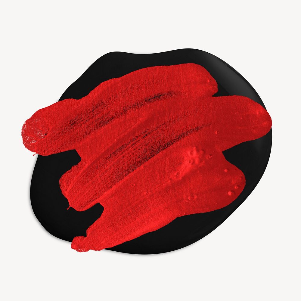 Red paint badge clipart, acrylic texture, abstract blank design space