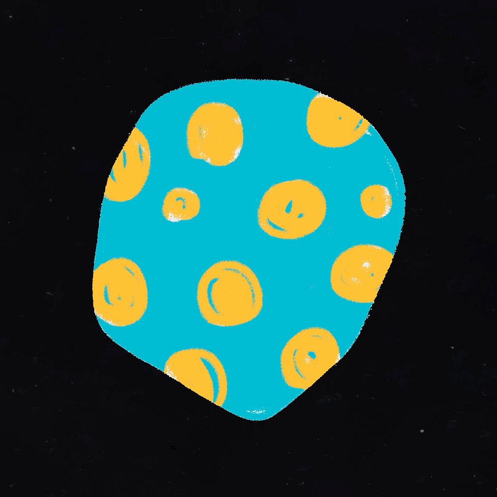 Polka dot shape sticker, cute blue doodle clipart vector