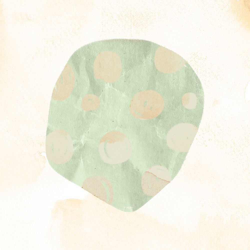 Polka dot shape collage element, cute green paper texture doodle clipart