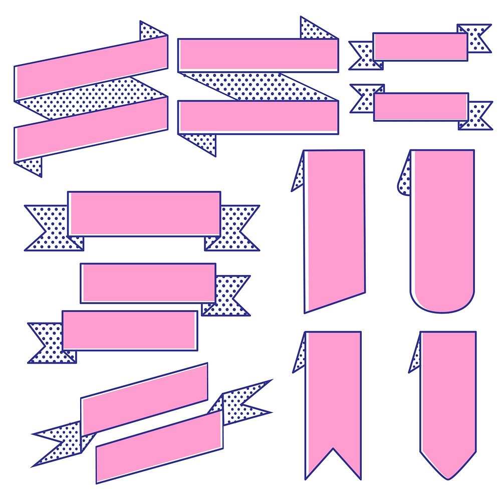 Set of ribbon banner vectors