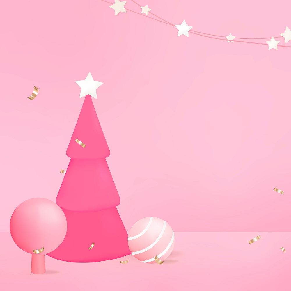 Xmas background, pink festive 3D design, season&rsquo;s greetings vector