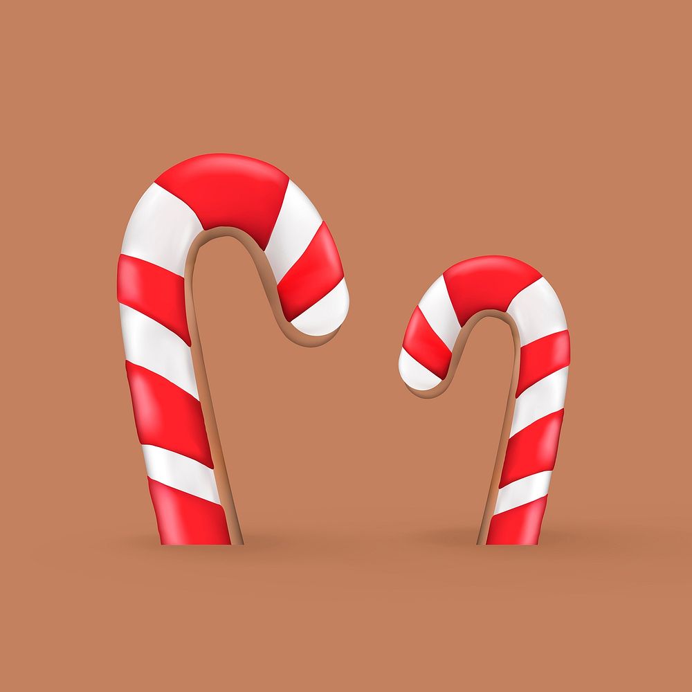 Christmas candy cane, 3D design vector