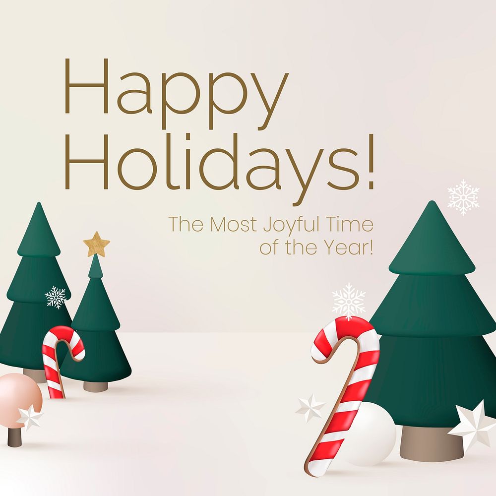Happy holidays social media template, Christmas tree vector