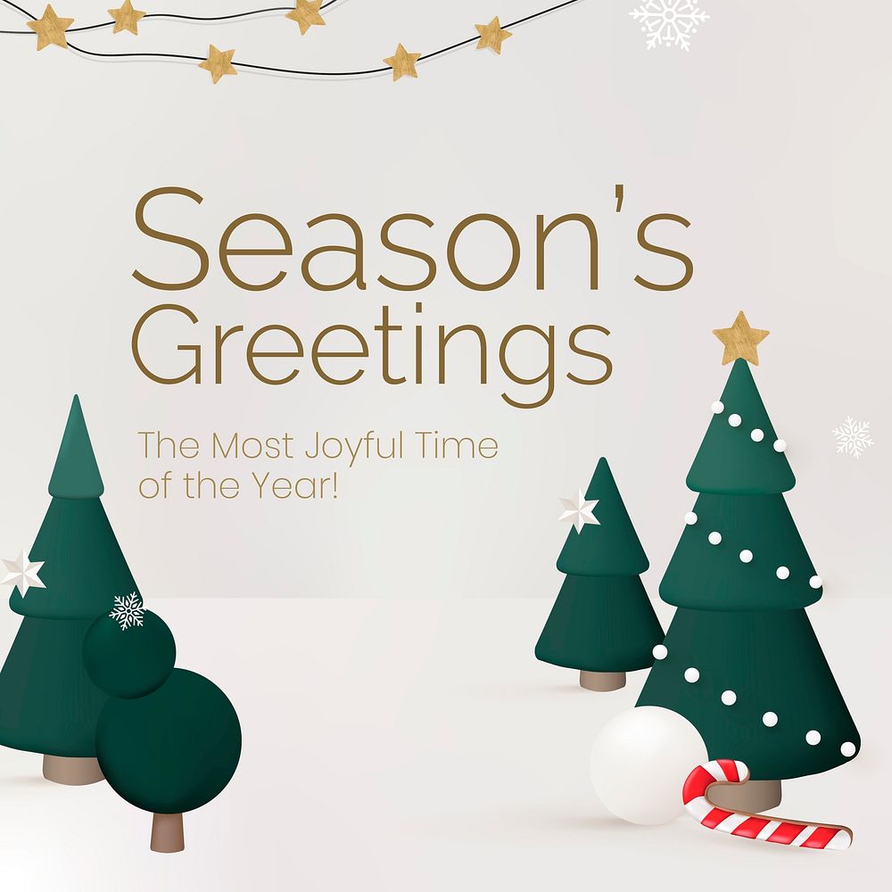 Merry Christmas social media template, season&rsquo;s greetings vector