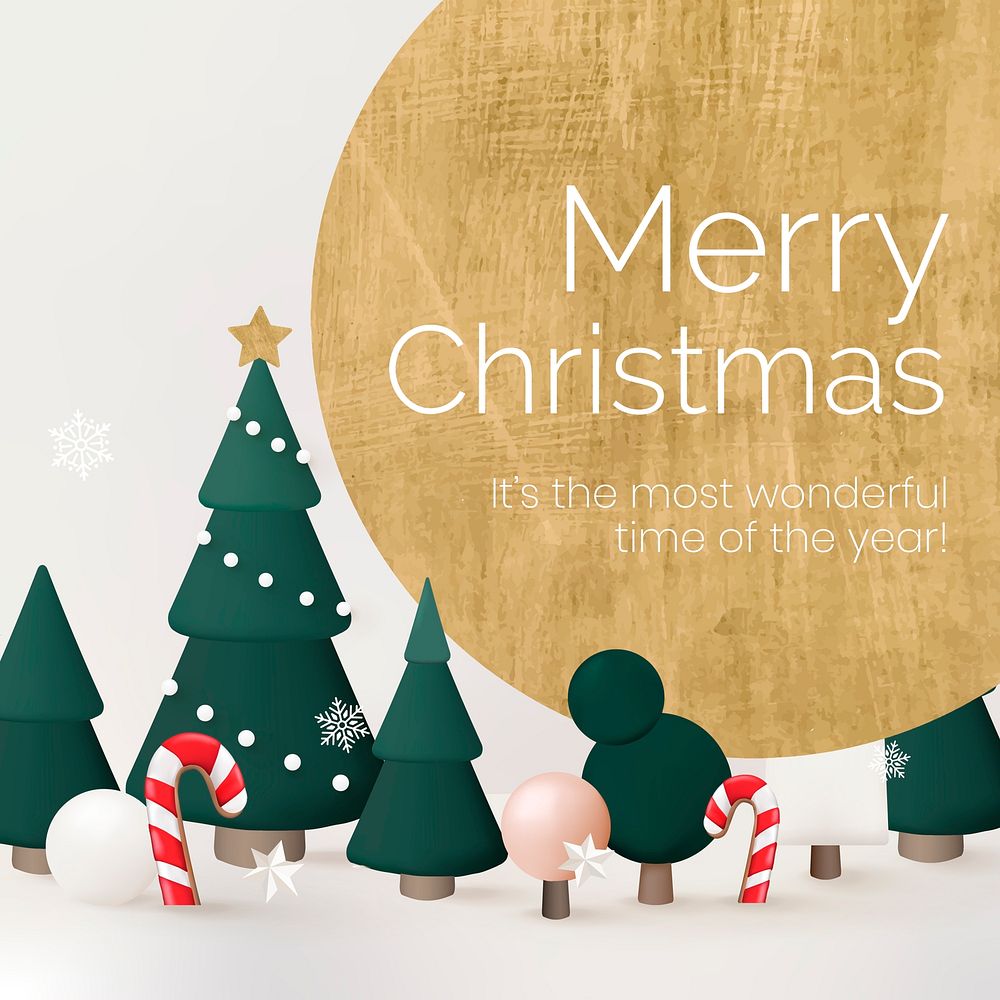 Merry Christmas social media template, season&rsquo;s greetings vector