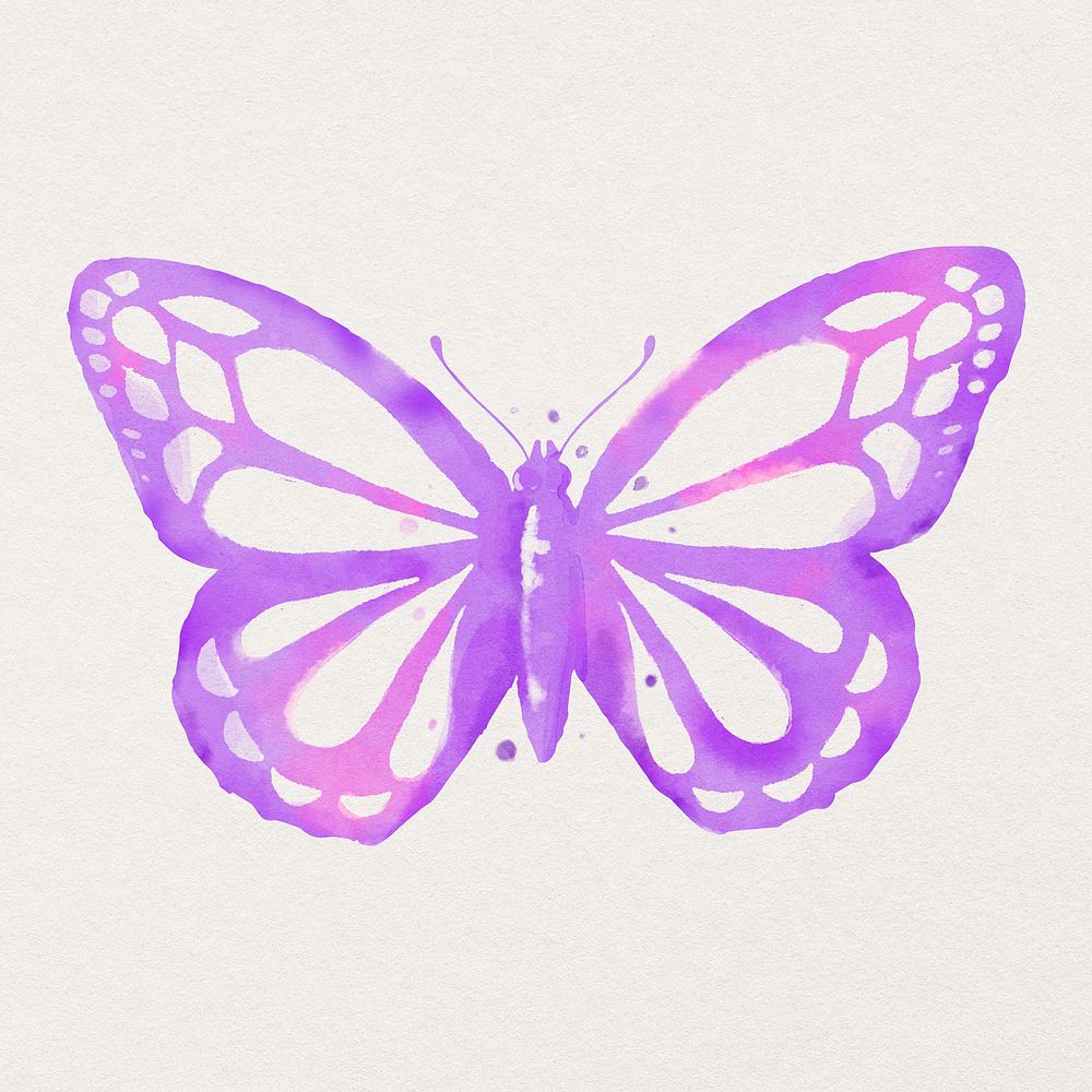 Watercolor butterfly psd sticker, design element