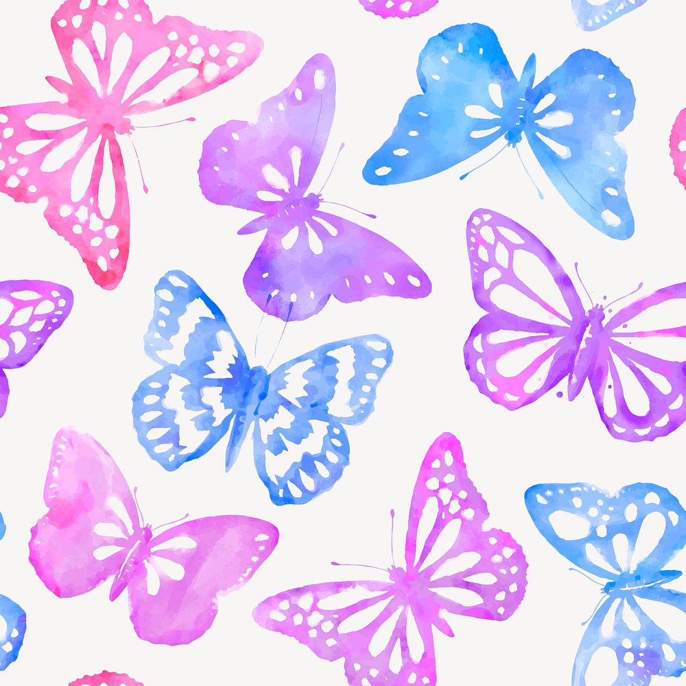 Watercolor butterfly pattern psd, feminine background design