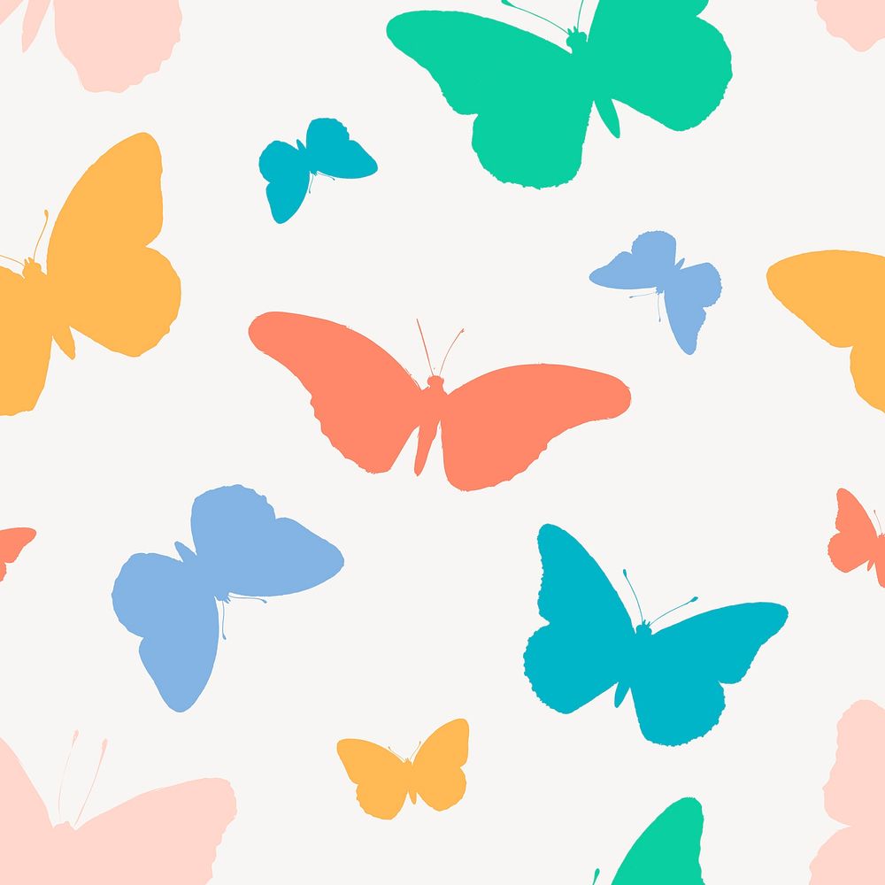 Cute butterfly pattern seamless vector, colorful design