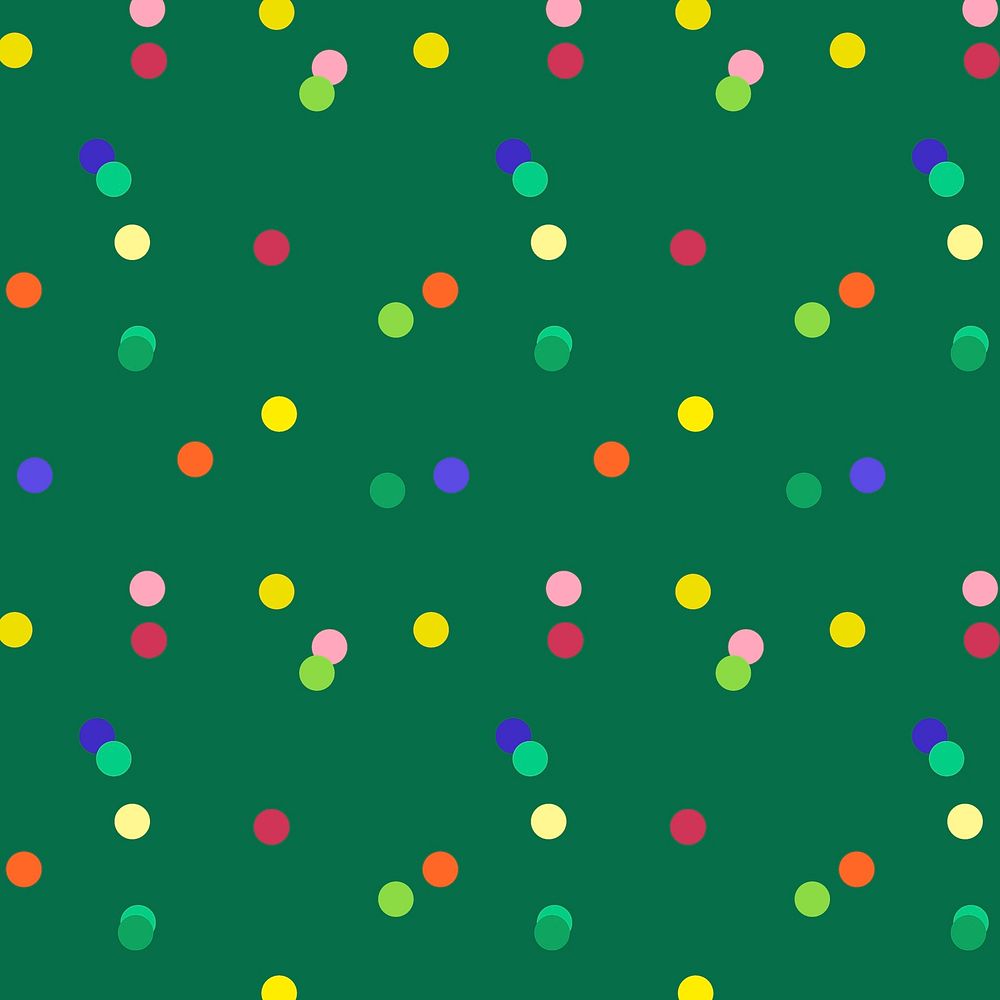 Christmas background, cute polka dot pattern in green vector