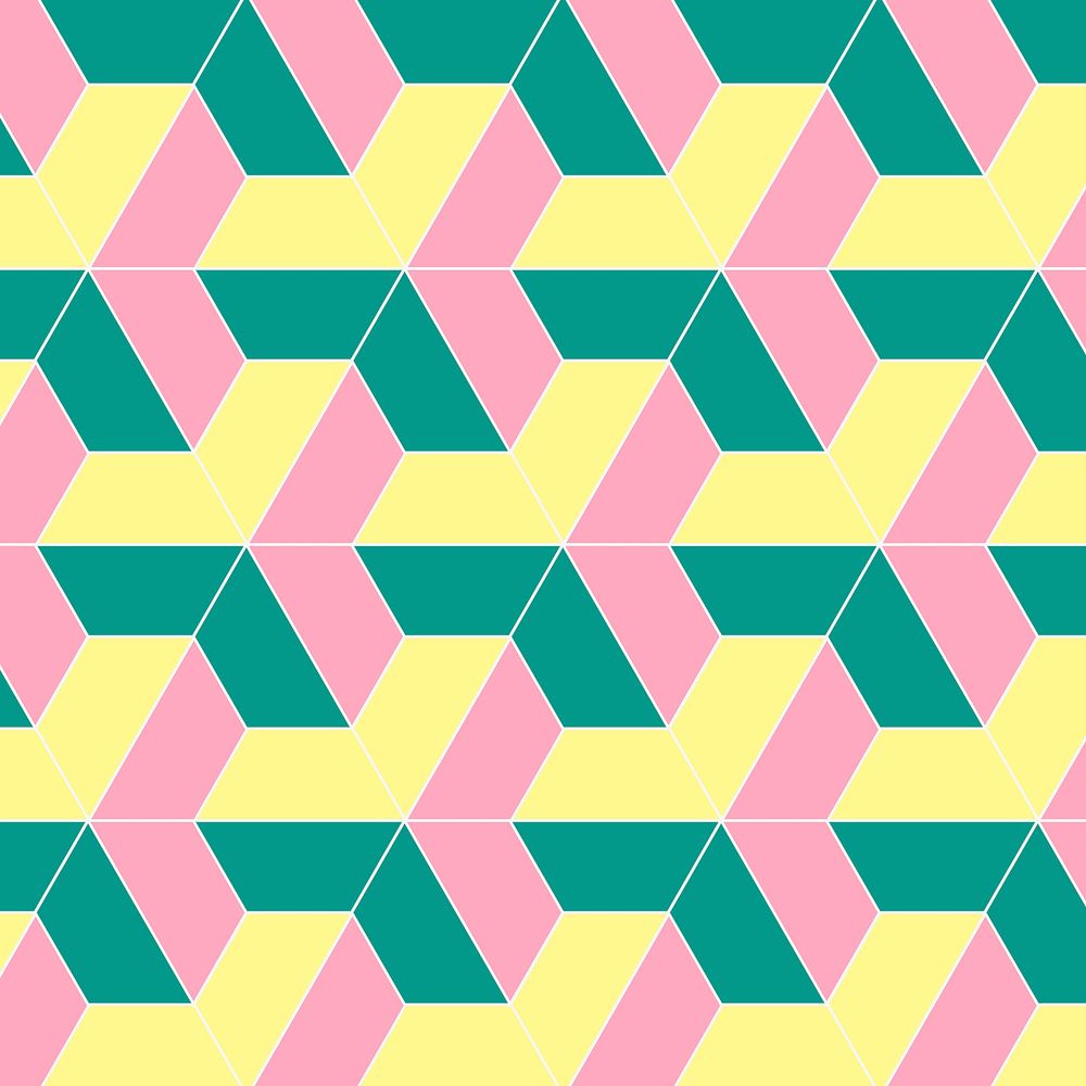 Cute heart background, pink geometric pattern colorful design psd