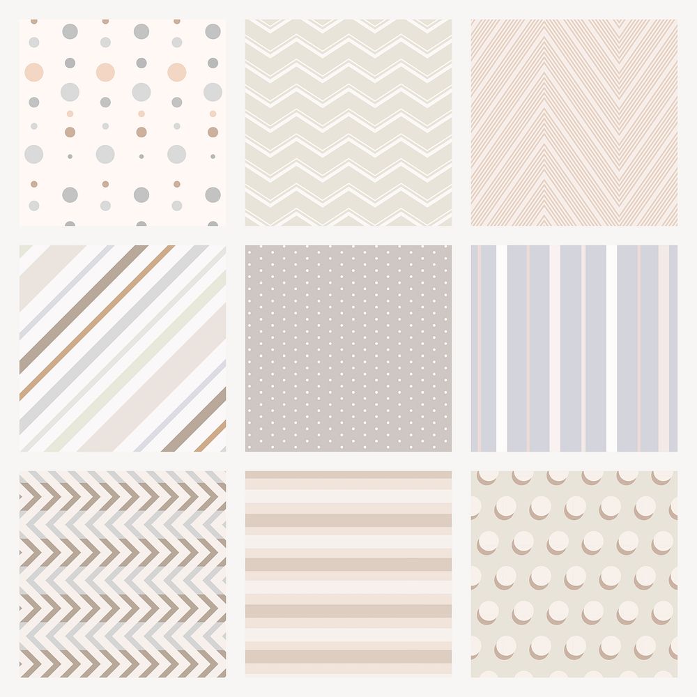 Cute pattern background, pastel cream simple design vector set