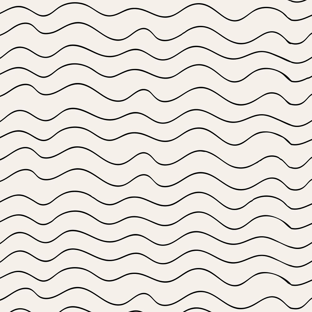 Wavy pattern background black doodle vector, simple design