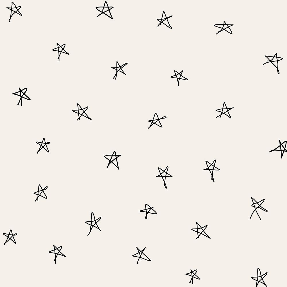Doodle background, star pattern, ink design vector