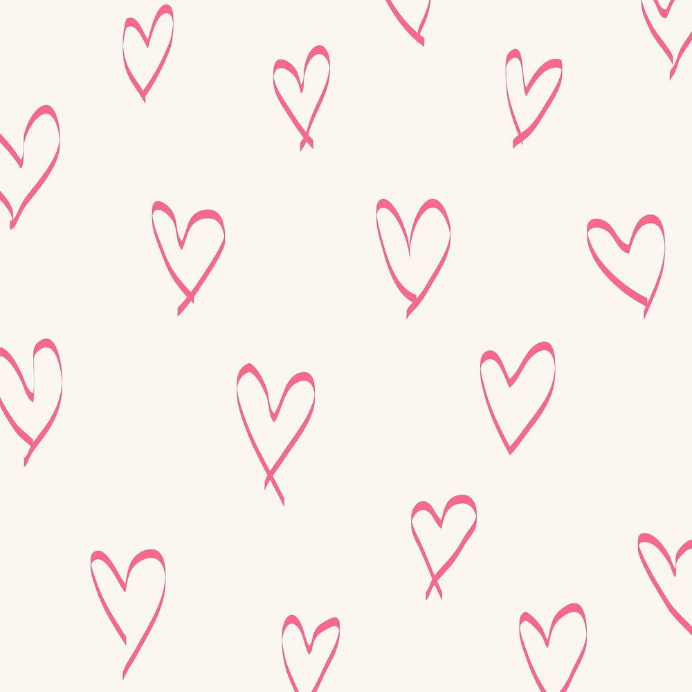 Doodle background, pink heart pattern design