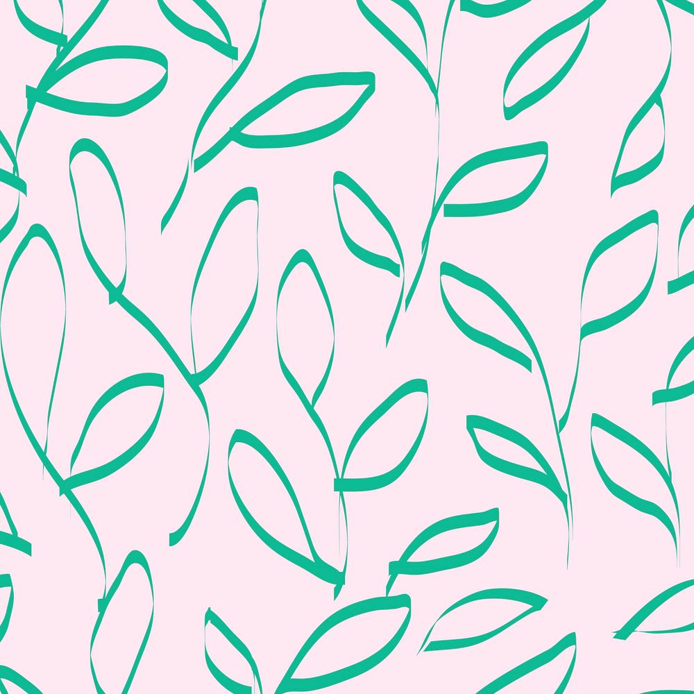 Cute background, green leaf pattern design psd