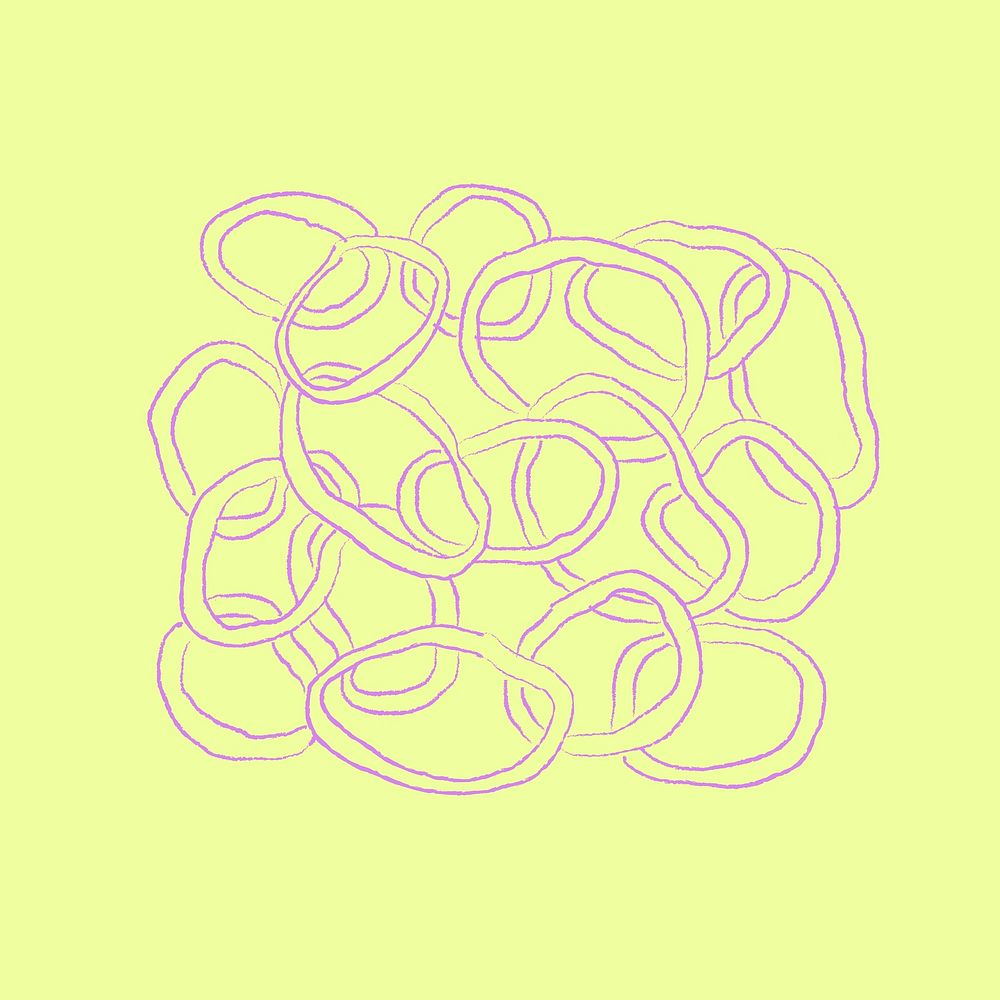 Doodle pink abstract loops, minimal line art design psd