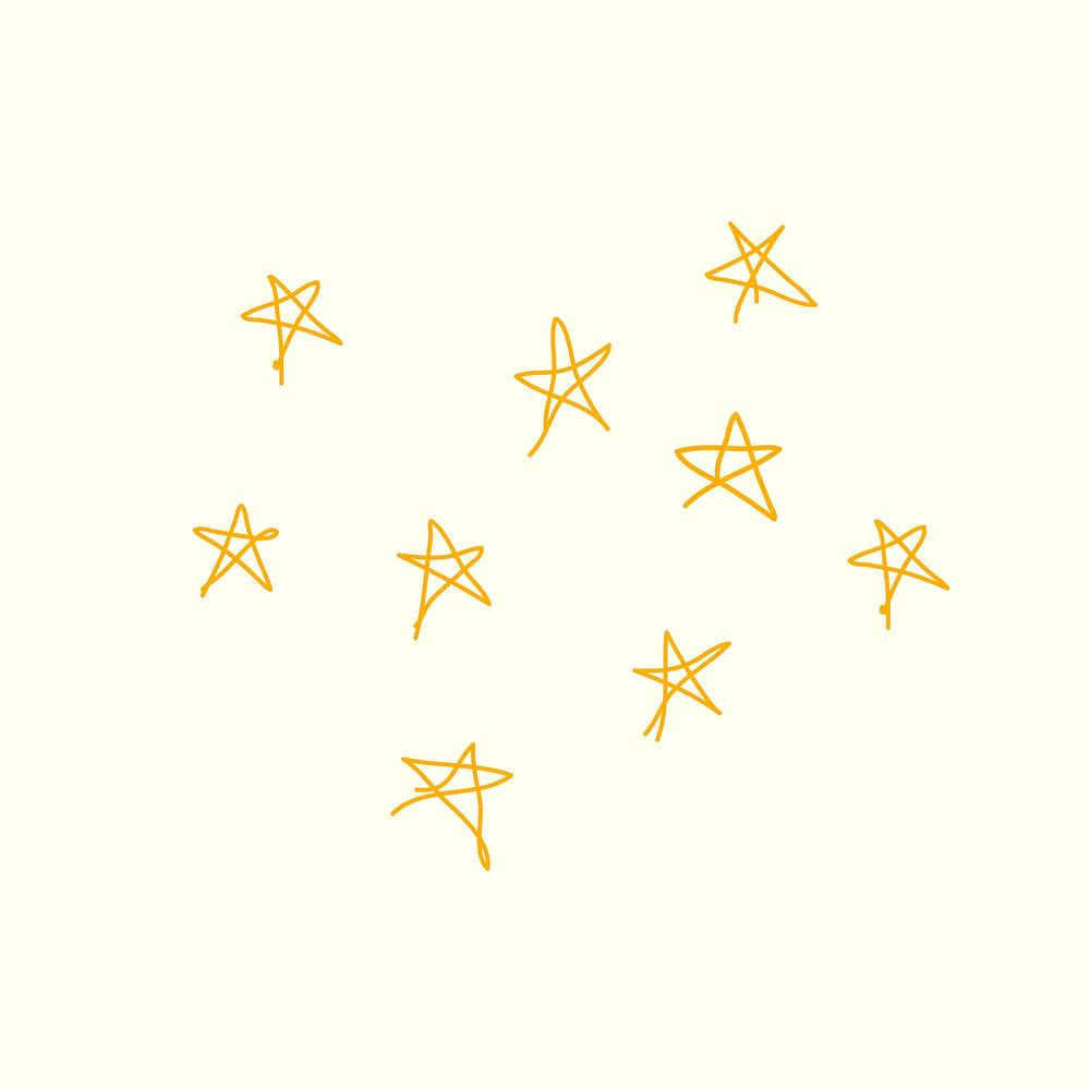 Yellow stars doodle element, minimal hand drawn vector illustration