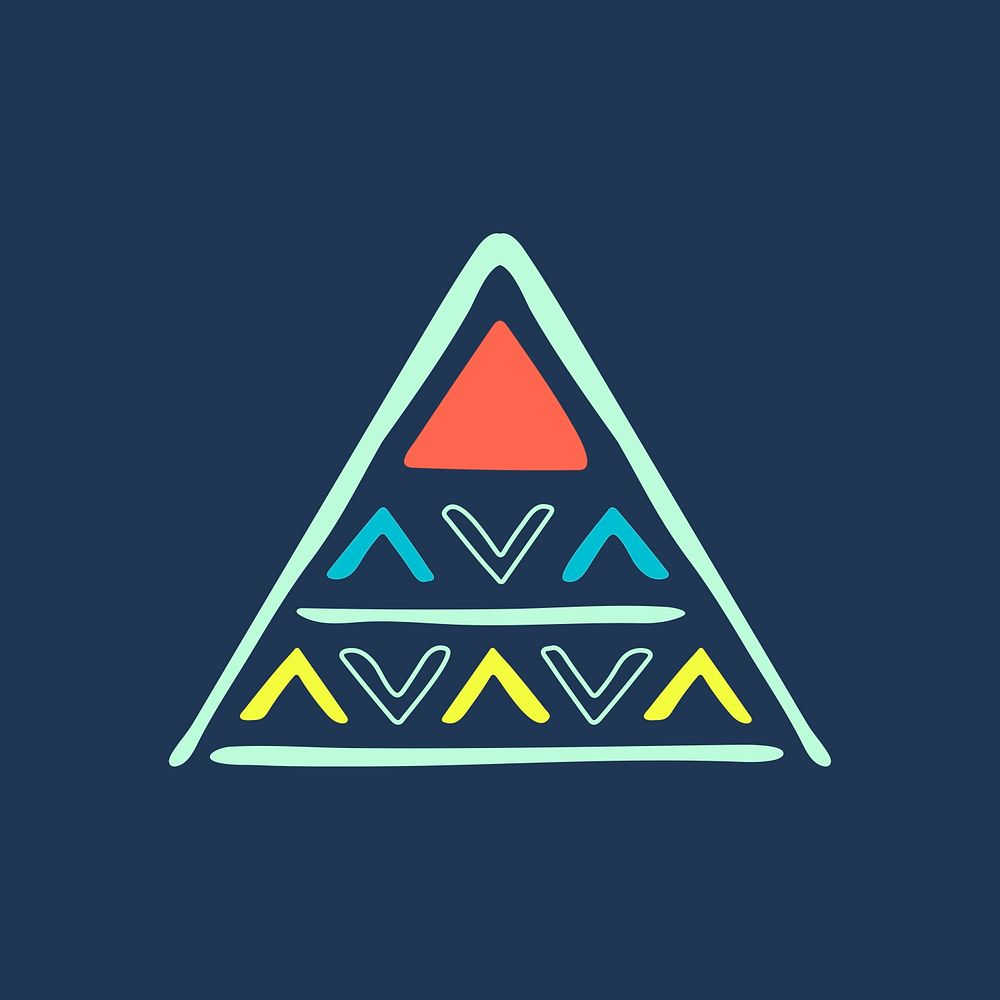 Tribal shape background, colorful doodle geometric design, psd
