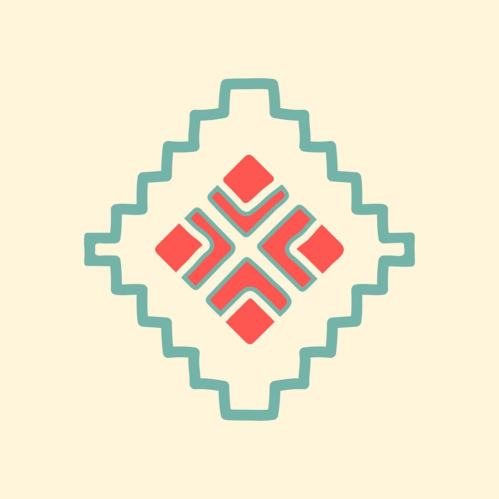 Tribal shape sticker, colorful doodle geometric design, psd