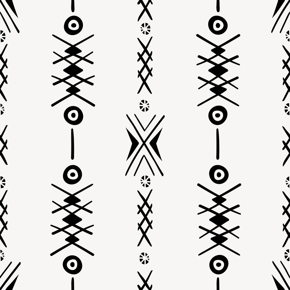 Tribal seamless pattern background, black and white geometric design