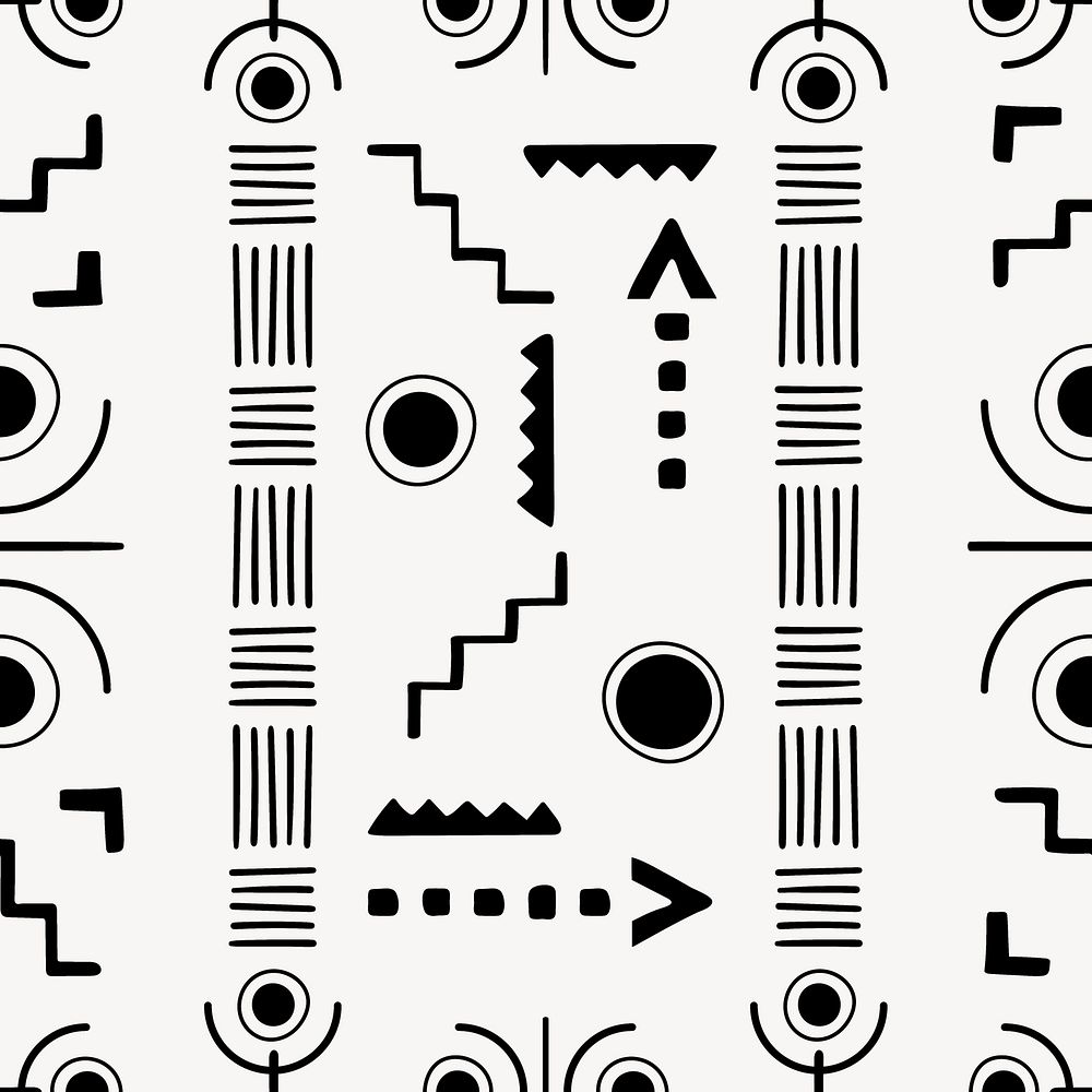 Tribal seamless pattern background, black and white geometric design, psd