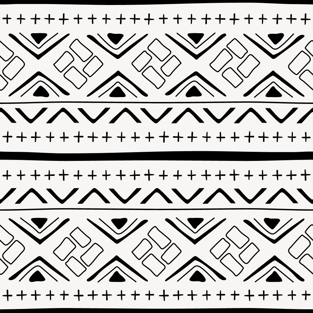 Ethnic seamless pattern background, black and white Aztec design, psd