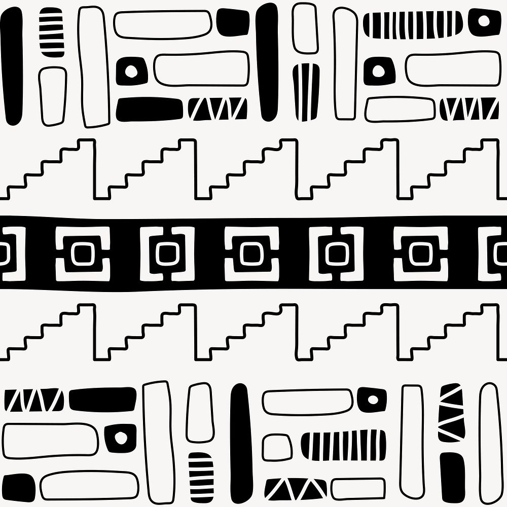 Tribal pattern background, black and white seamless geometric design