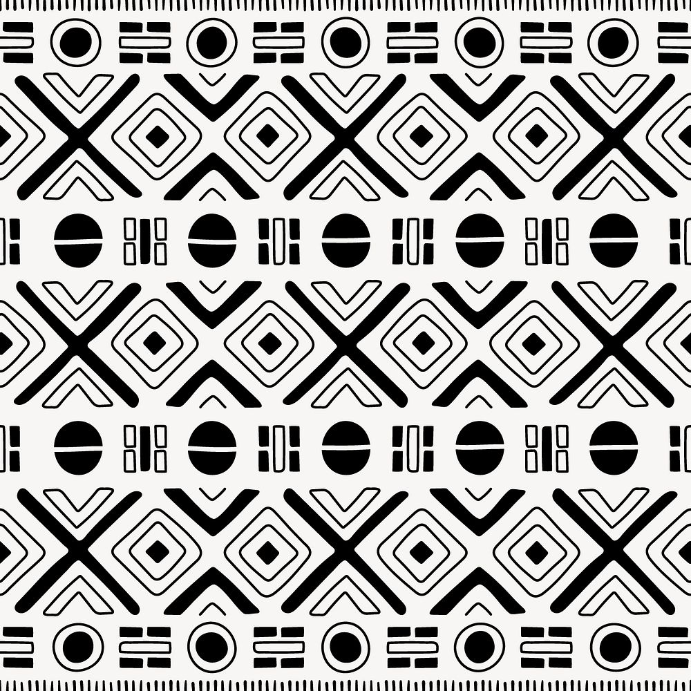 Tribal seamless pattern background, black and white geometric design, psd