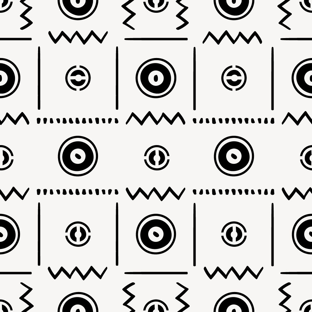 Pattern background, tribal seamless aztec design, black and white geometric style, psd