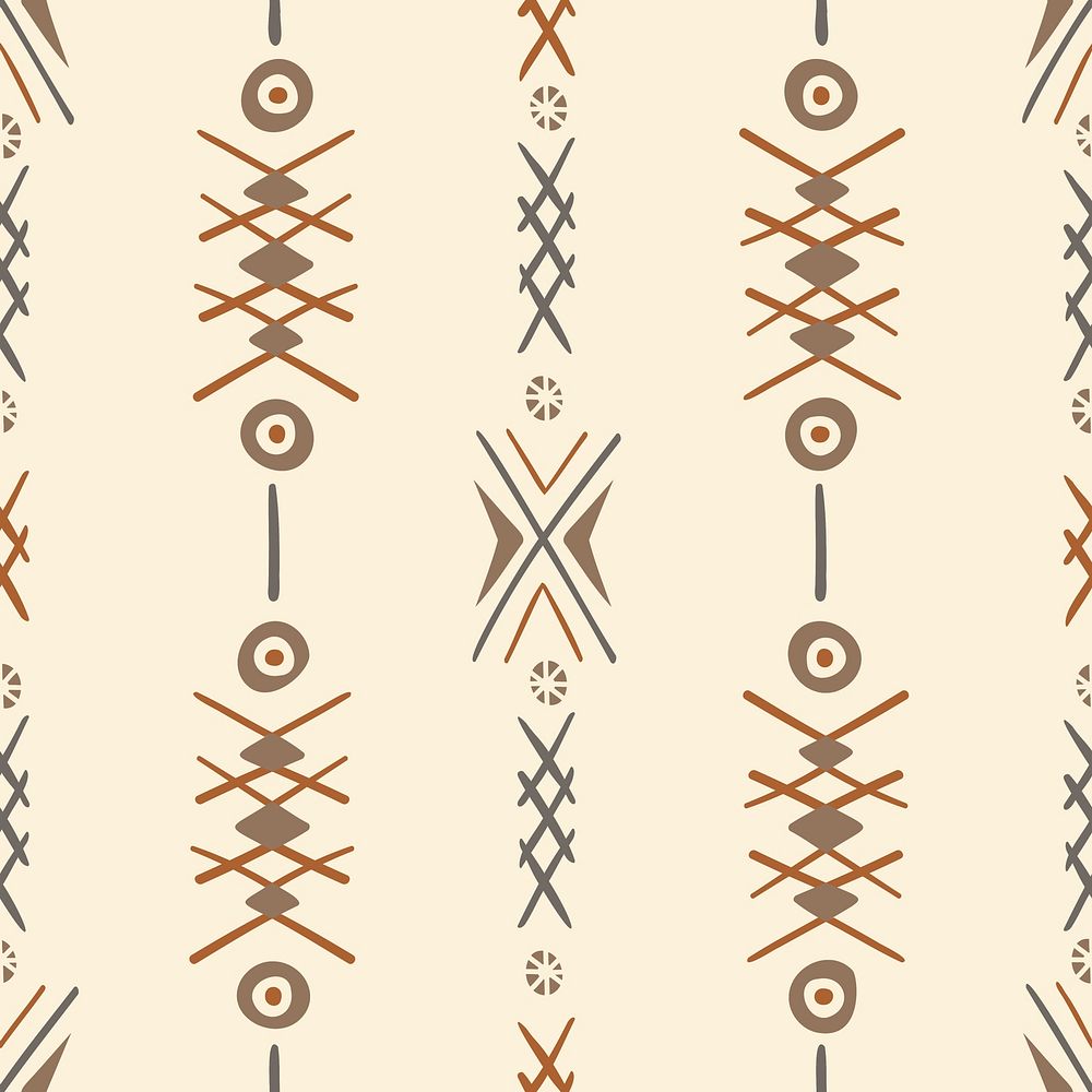 Tribal pattern background, beige seamless Aztec design, psd