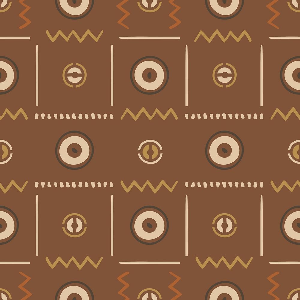 Tribal pattern background, brown seamless Aztec design, psd