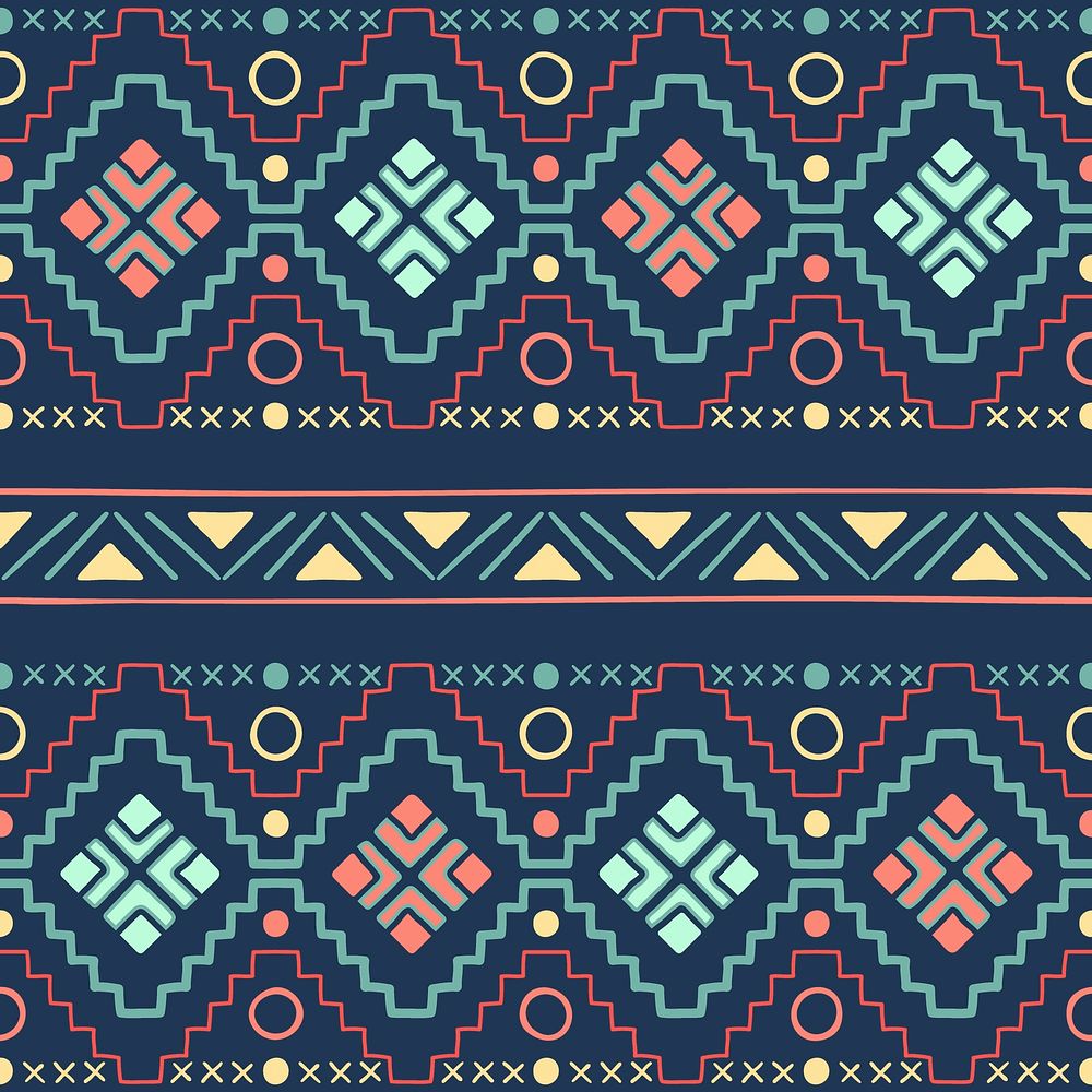 Tribal seamless pattern background, colorful Aztec design, psd