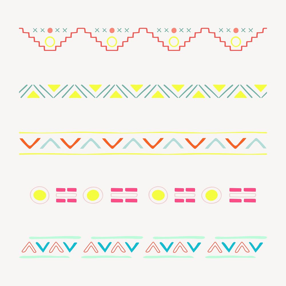 Tribal illustrator brush vector, colorful geometric pattern brush set, compatible with ai