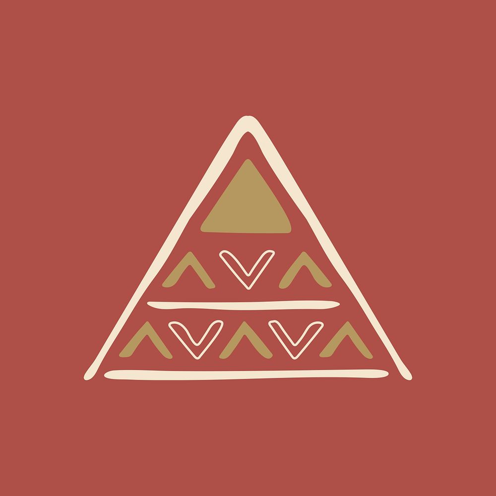 Ethnic shape background, brown doodle geometric design, psd