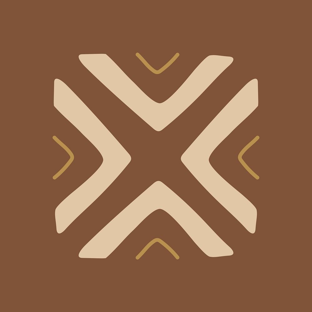 Ethnic shape background, brown doodle aztec design, psd