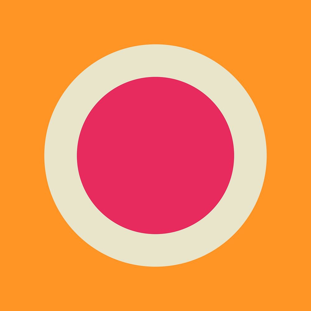 Retro geometric circle illustration, pink design on orange background