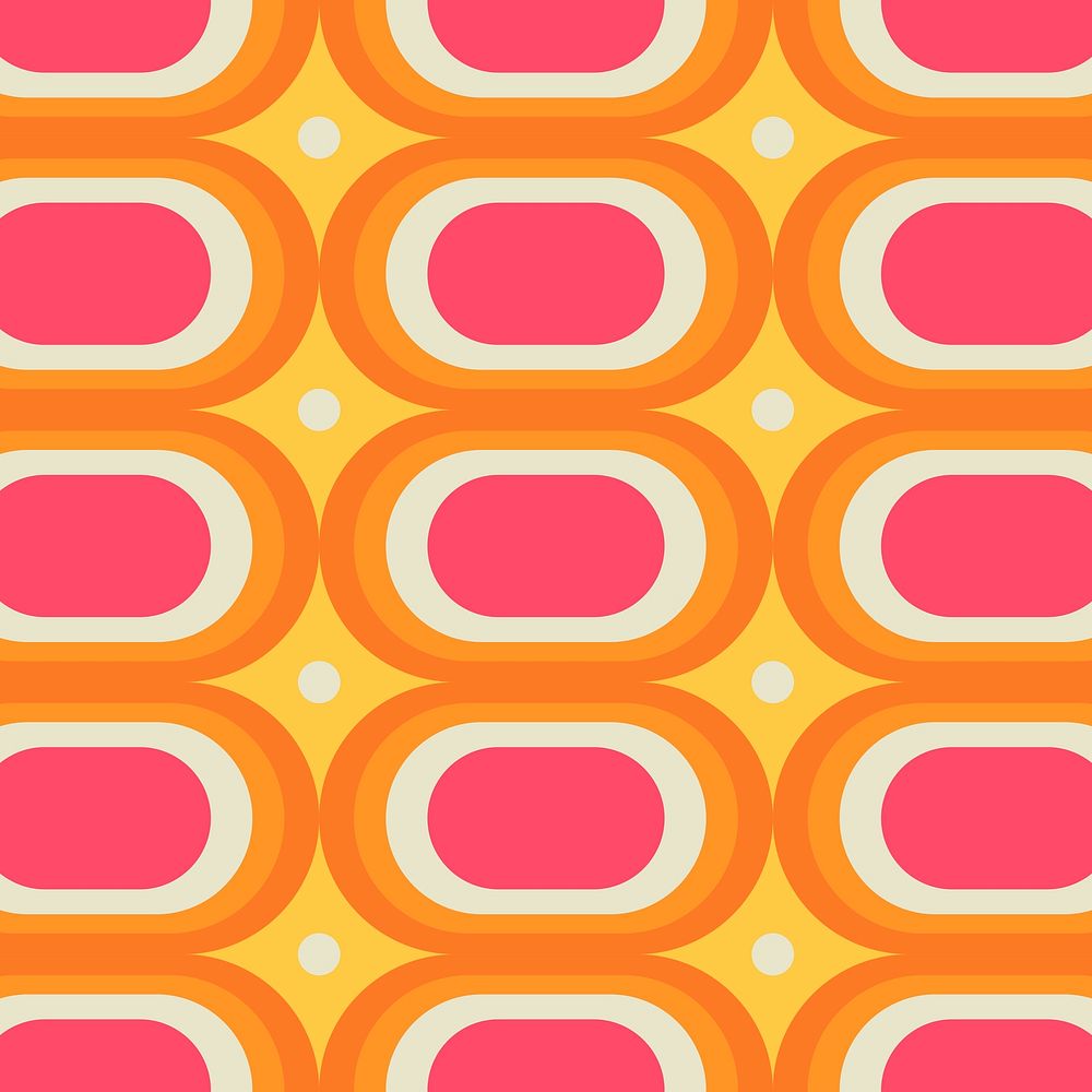 Funky seamless pattern background, abstract 60s colorful design vector